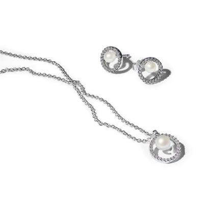 Treated Freshwater Cultured Pearl & Pavé Jewelry Gift Set