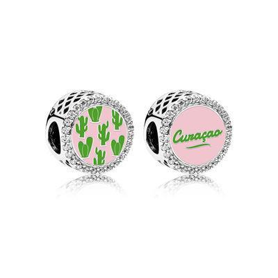Engraved Button Charm Cactus Curacao