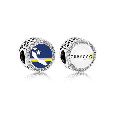 Engraved Button Charm Curacao Flag