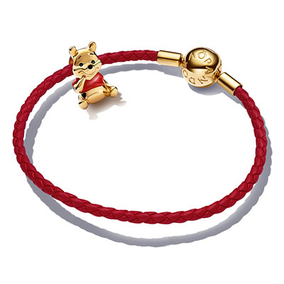 Winnie the Pooh Red and Gold Leather Bracelet Set