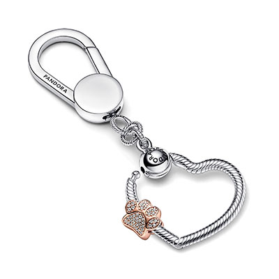 Sparkling Paw Print Heart Keychain Set