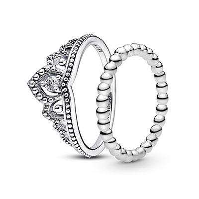 Regal Beaded Tiara Ring Set