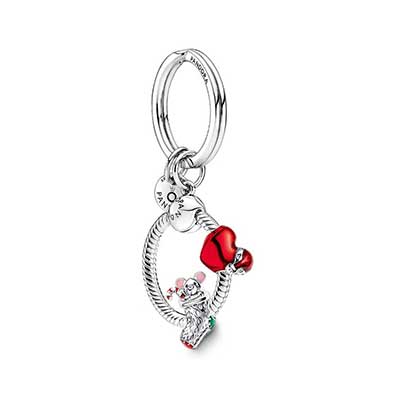 Christmas Red Heart and Mouse Key Ring Set