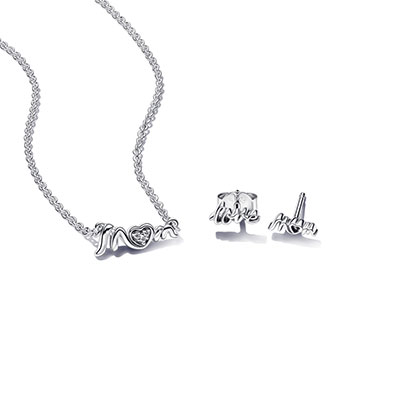Love Mom Necklace and Earrings Set