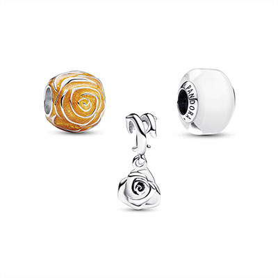 Yellow Rose in Bloom Charm Trio