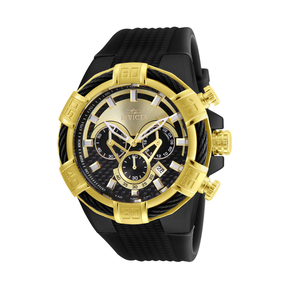 Invicta Men's 24699 Bolt Quartz Multifunction Gold, Black Dial Watch