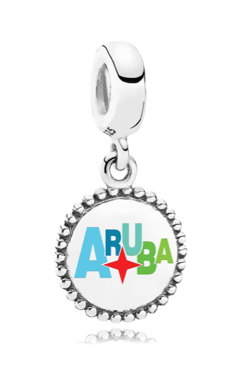 Sterling Silver Aruba Pandora Dangle Charm with Aruba Logo