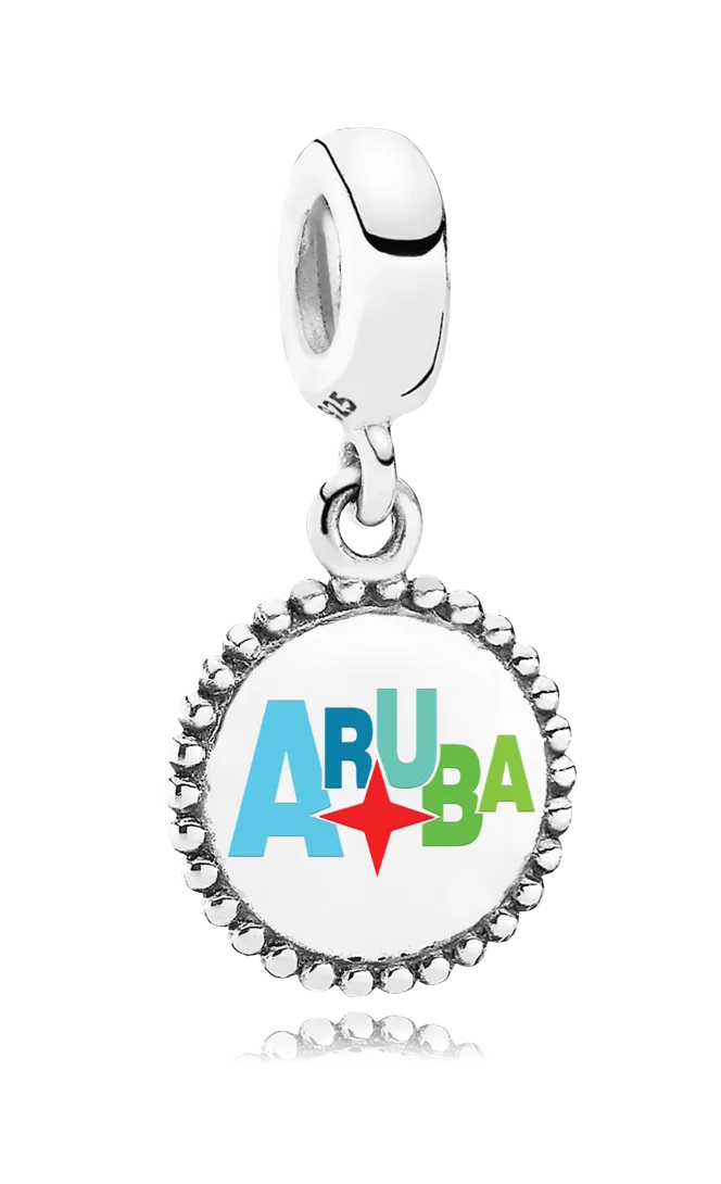 Sterling Silver Aruba Pandora Dangle Charm with Aruba Logo